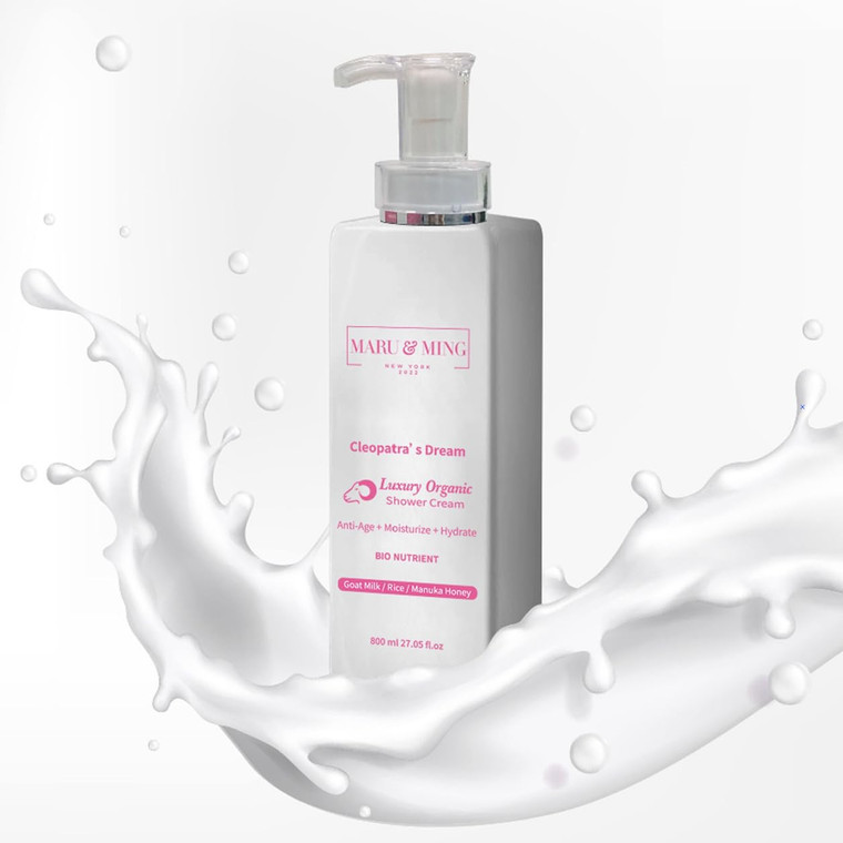 Maru & Ming Cleopatra's Dream -Concentrated Organic Luxury Goat Milk (AHA's), Rice, Manuka Honey Body Wash 27. oz 1-Pack