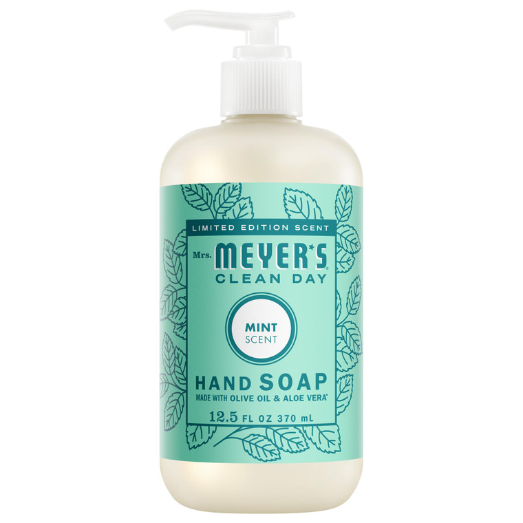 MRS. MEYER'S CLEAN DAY Hand Soap, Made with Essential Oils, Limited Edition Mint, 12.5 fl. oz