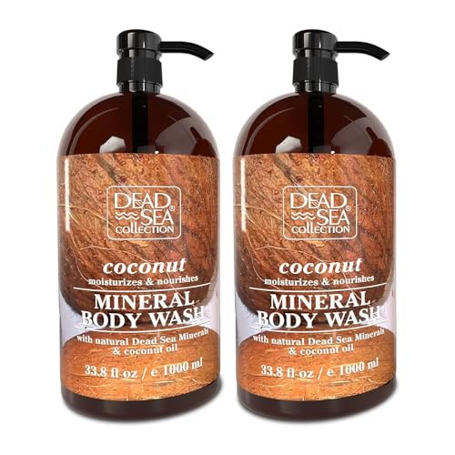 Dead Sea Collection Coconut Body Wash for Women and Men - with Pure Dead Sea Minerals and Coconut Oil - Cleanses and Moisturizes Skin - Pack of 2 (67