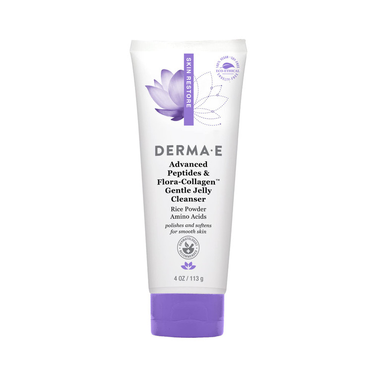 Derma E Advanced Peptides and Vegan Flora-Collagen Gentle Jelly Cleanser  Cleansing Face Wash Brightens, Hydrates and Reduces Appearance of Facial L