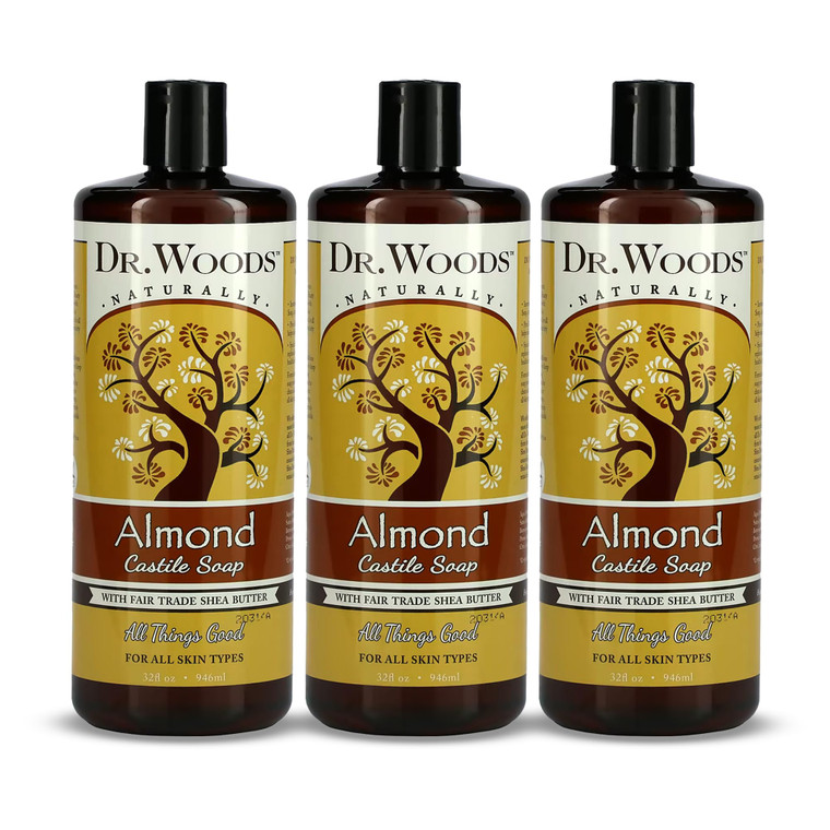 Dr. Woods Almond Liquid Castile Soap - Castile Soap with Pure Almond Oil, Body Wash for Men and Women, Organic Shea Butter, Natural Cleaner for Face,