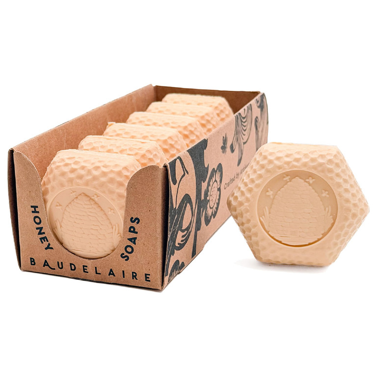 Baudelaire Royal Jelly Honey Soap Set - Luxurious Vegetable-Based Bars with 2% Honey, Hydrating Lanolin & Anti-aging Royal Jelly, Peach Blossom Scent