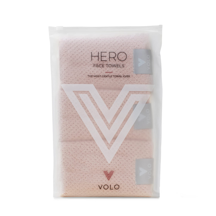 VOLO Hero Cloud Pink Face Towel | Reusable Facial Wash Cloths | Makeup Remover & Post Shower Washcloths | Ultra Soft, Absorbent, Gentle, Fast Drying