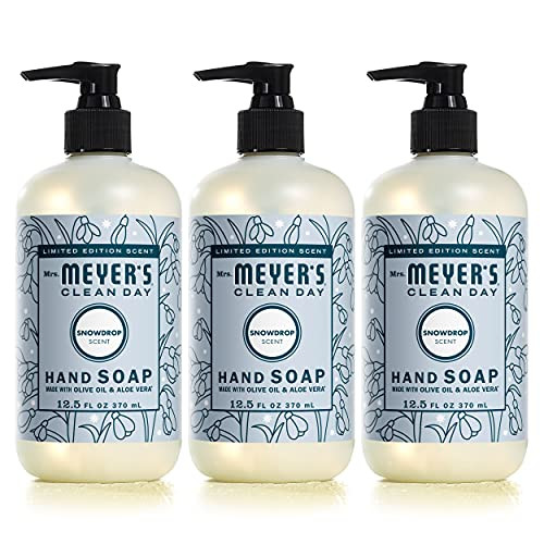 MRS. MEYER'S CLEAN DAY Hand Soap, Made with Essential Oils, Snowdrop, 12.5 fl. Oz (Pack of 3)