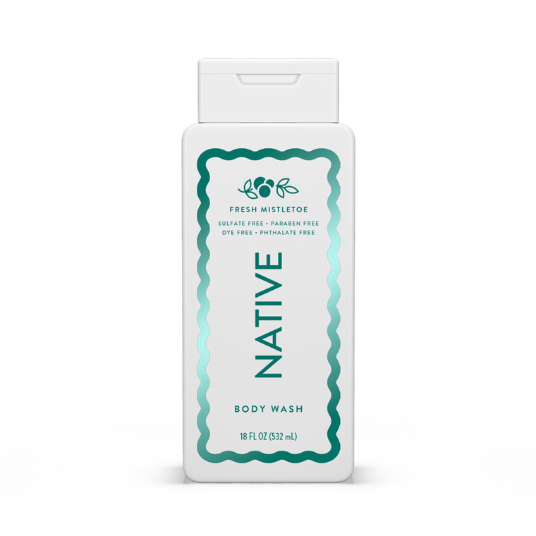 Native Body Wash, Holiday Edition, Fresh Mistletoe Scent, Contains Naturally Derived Ingredients | For Women & Men, Sulfate, Paraben, & Dye Free Leav