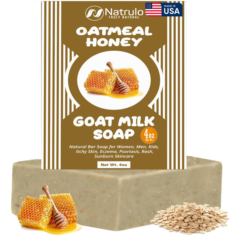 Cactus Honey & Oats Goat's Milk Soap Bar 4 oz  Natural Bar Soap for Women, Men, Kids, Itchy Skin, Eczema, Psoriasis, Rash, Sunburn Skincare  Calmin