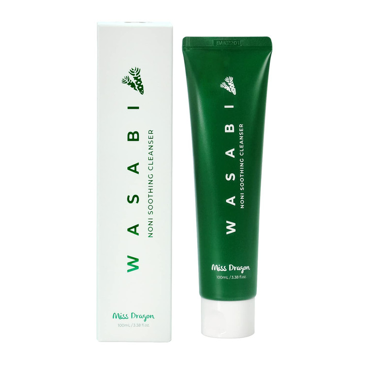 miss dragon Wasabi Noni Soothing Cleanser (3.38 fl.oz.)  pH 5.5 Gentle Gel Cleanser for Sensitive & Oily Skin, Vegan Korean Facial Cleanser