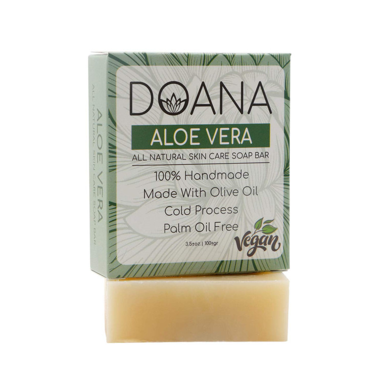 Aloe Vera Soap Bar - Now With SHEA BUTTER - Vegan, OliveOil, and CoconutOil, Palm Oil Free, Anti-Acne, Great Moisturizer, Anti-Aging Effect