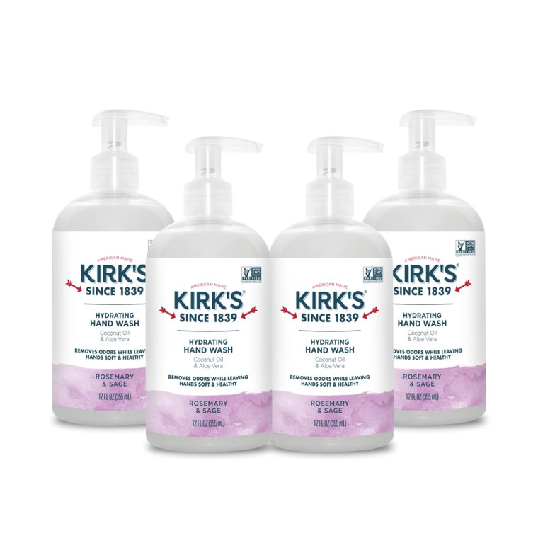 Kirk's Hydrating Hand Wash - Made with Coconut Oil and Aloe Vera, With Odor Neutralizing Technology To Help Eliminate Odors, Non-GMO, Vegan, Rosemary