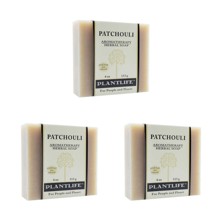 Plantlife Patchouli 3-pack Bar Soap - Moisturizing and Soothing Soap for Your Skin - Hand Crafted Using Plant-Based Ingredients - Made in California