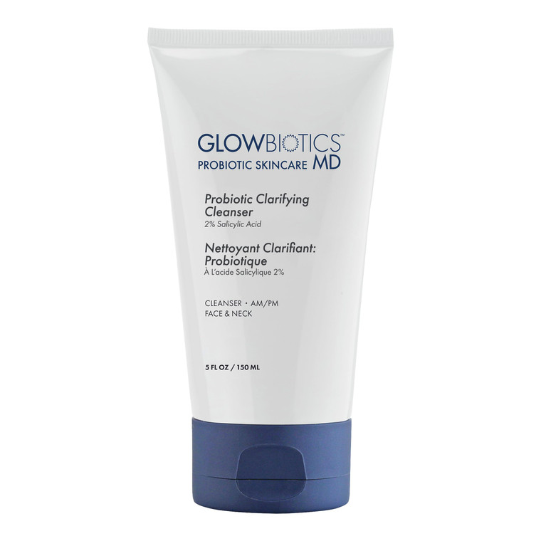 Glowbiotics Probiotic Clarifying Cleanser - 2% Salicylic Acid (BHA) & Peptides - 5 oz - Gentle Foaming Face Wash