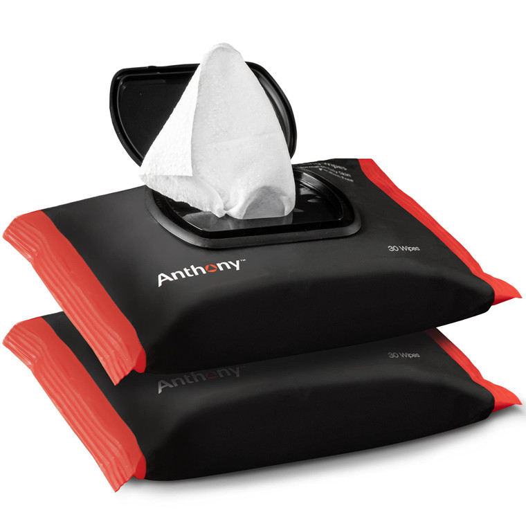 Anthony Glycolic Exfoliating & Resurfacing Wipes  Mens Cleansing Face Cloths to Clean and Brighten Complexion  Gentle Pore Refining for Normal, Oi