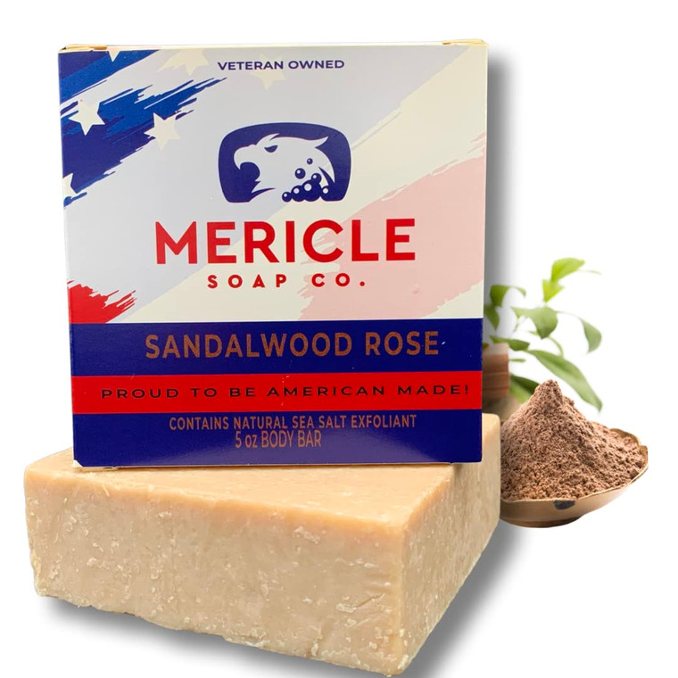 Mericle Soap Co. Sandalwood Rose Organic 5oz Body Bar | Traditional Cold Process Technology | Natural Ingredients | No Harsh Chemicals or Preservativ