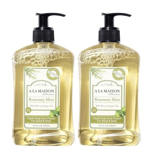 A LA MAISON French Liquid Hand Soap, Rosemary Mint - Natural Hand Wash Made with Essential Oils - Biodegradable, Plant-Based, Vegan, Cruelty-Free, Al