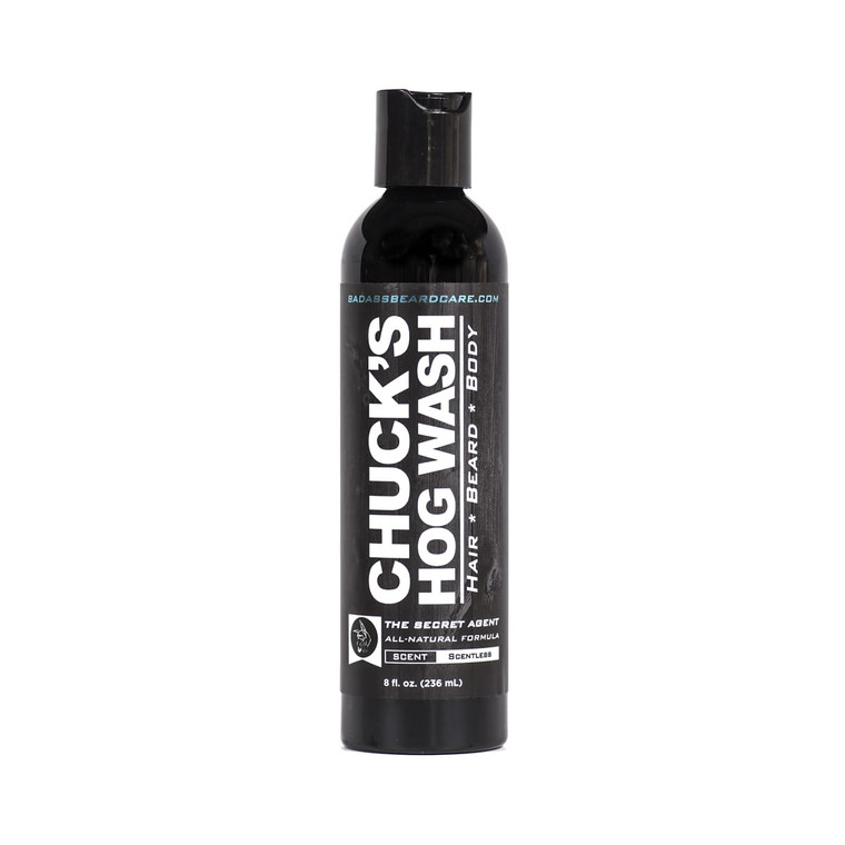Chuck's Hog Wash - All Natural Beard and Body Wash - The Secret Agent Scent, 8oz - Leaves Your Beard Softer than its Ever Been and is Suitable for Da
