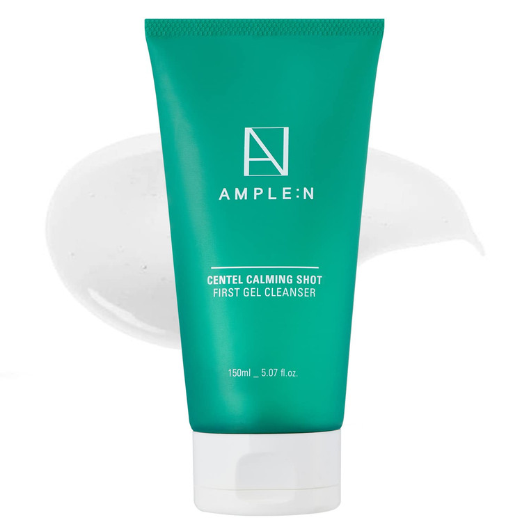 AMPLE:N Centel Calming Shot First Gel Cleanser - Korean Calming Gel Facial Cleanser - Makeup Remover Soap Free Face Wash for Sensitive Skin - Cica an