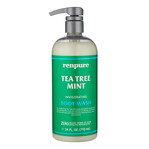Renpure Original Tea Tree Essential Oil & Peppermint Moisturizing Body Wash With Pump  for Dry Sensitive Skin & Decongest Pores  Sulfate Free Body