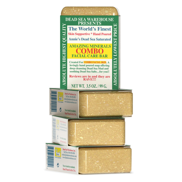 Dead Sea Warehouse - Dead Sea COMBO Facial Care Bar - Face Soap for Women and Men - Clarifying Dead Sea Mud & Salt Soap for Combination Skin, Handmad