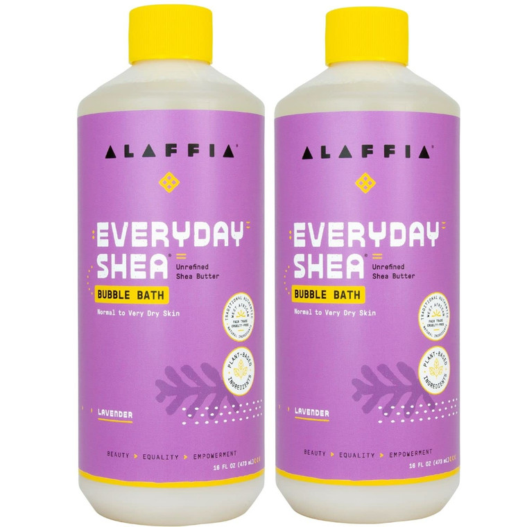 Alaffia Everyday Shea Bubble Bath, Soothing Support for Deep Relaxation and Soft Moisturized Skin, Made with Fair Trade Shea Butter, Cruelty Free, No