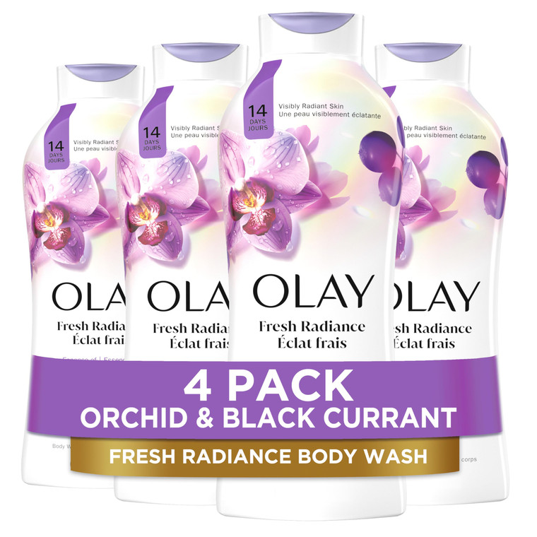 Olay Body Wash for Women, Fresh Radiance, Refreshing & Renewing, Made with Plant Based Cleansers, B3 Botanical Complex, For All Skin Types, Orchid &