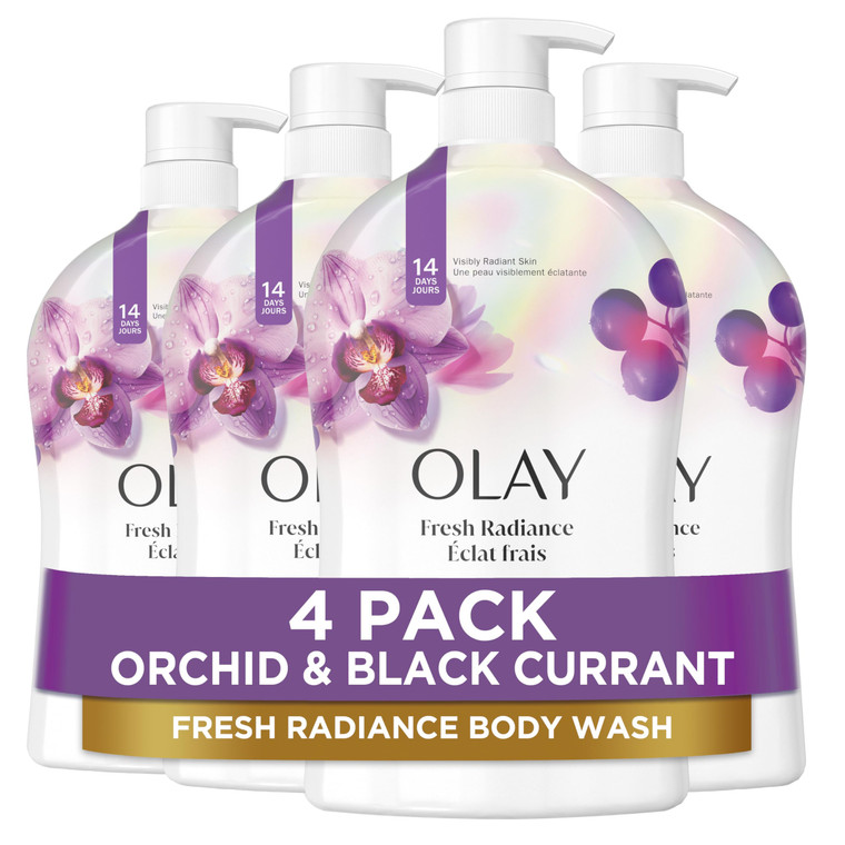 Olay Body Wash for Women, Fresh Radiance, Refreshing & Renewing, Made with Plant Based Cleansers, B3 Botanical Complex, For All Skin Types, Orchid &