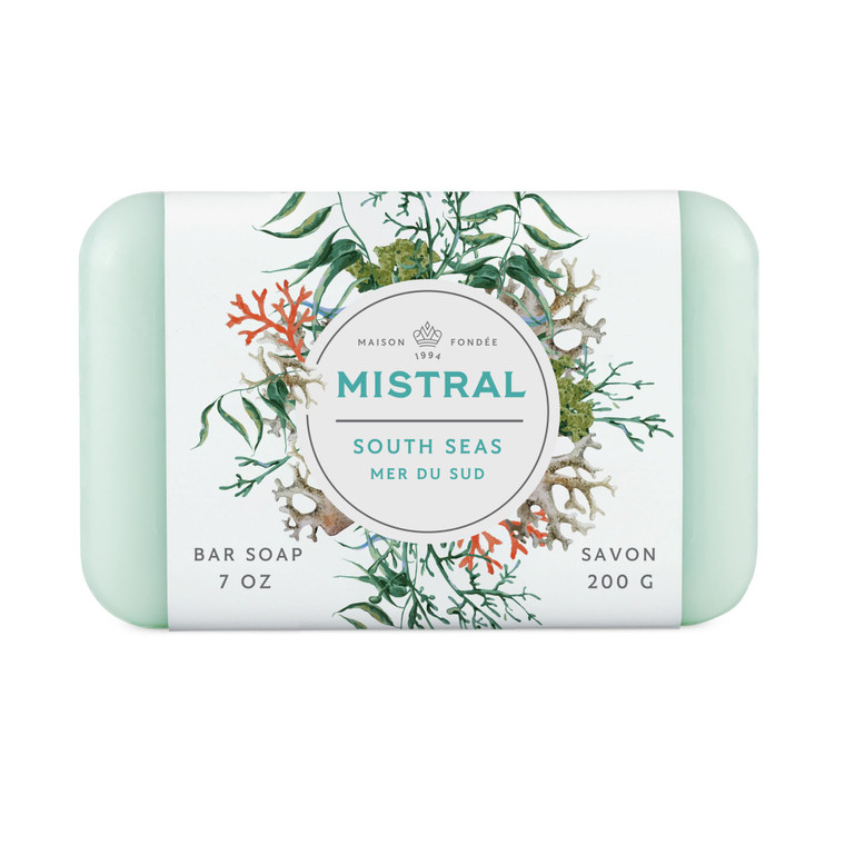 Mistral Classic French Bar Soap, South Seas, 7 oz - Triple-Milled Luxury Natural Soap with Organic Shea Butter & Olive Oil | Long-Lasting Moisturizin