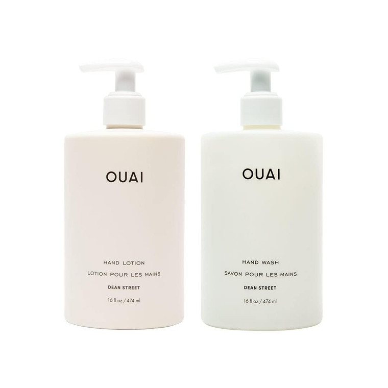 OUAI Hand Wash and Hand Lotion Set, Dean Street Scent - Moisturizes and Exfoliates with Daily Use - Made with Jojoba Esters, Avocado & Rosehip Oils (