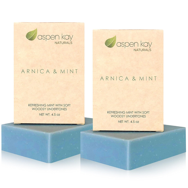 Aspen Kay Naturals Arnica Soap. With Organic Shea Butter, Arnica Oil & Pure Essential Oils. All Skin Types. Made in the USA. 4.5 oz Bar (Pack of 2)