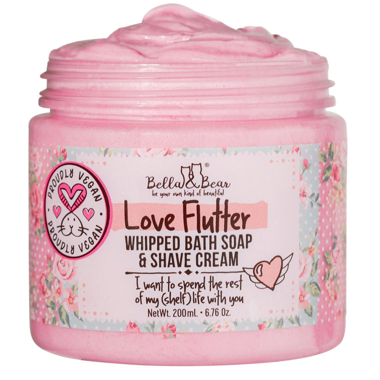 Bella & Bear Love Flutter Whipped Bath Soap And Shave Cream - Body Wash for Women and Girls - Perfect Bar Soap Alternative - Natural Shave Cream Para