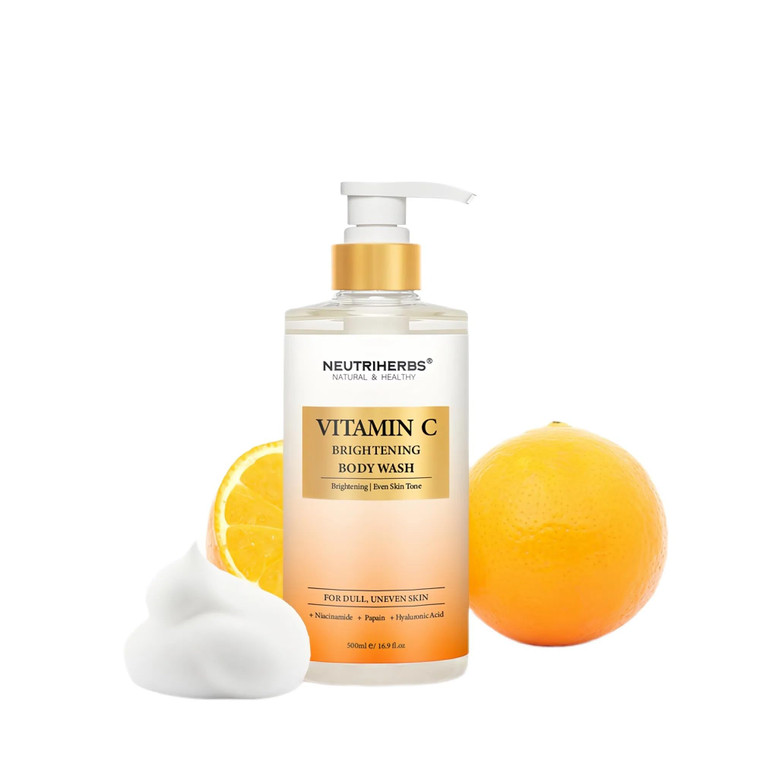 Neutriherbs Brightening Body Wash for Dull,Uneven Skin, Vitamin C Brightening Shower Gel For Women And Men, Daily Shower Soap With Papain, Niacinamid