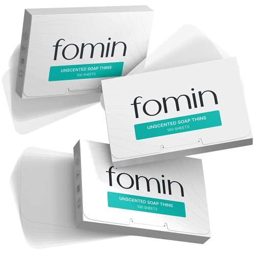 FOMIN - Antibacterial Paper Soap Sheets for Hand Washing - (300 Sheets) Unscented Portable Travel Soap Sheets, Dissolvable Camping Mini Soap, Portabl