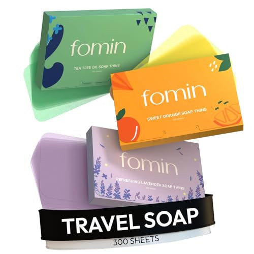 FOMIN - Antibacterial Paper Soap Sheets for Hand Washing - (300 Sheets) Orange, Tea Tree, Lavender Portable Travel Soap Sheets, Dissolvable Camping M