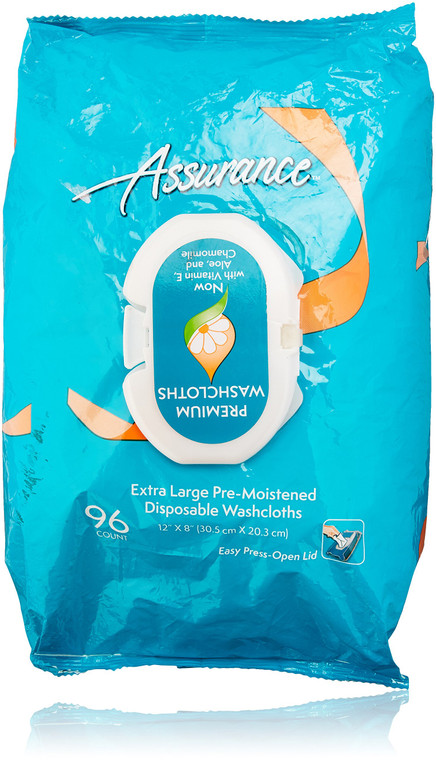 Assurance Pre-Moistened Extra Large Disposable Washcloths, 96ct