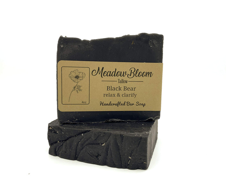 HUNTER CATTLE CO. EST'D 2004 HC Meadow Bloom Tallow Bar Soap - Charcoal 2 Pack - Made with All Natural 100% Grass Fed Tallow Handmade Soap Bar - Grea