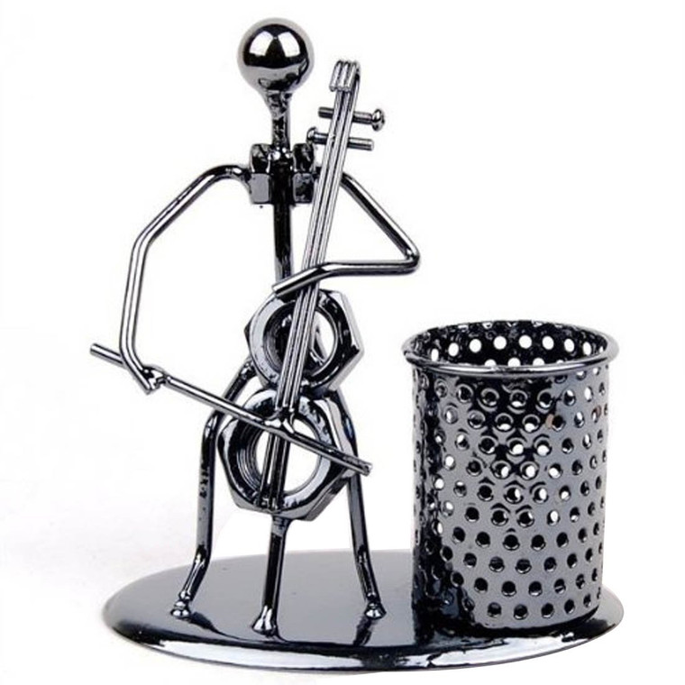 Winterworm Pen Container Holder Pencil Cup Iron Art Music Figure~Home Office Desk Decor Gift Perfect Father Gift(C77 French horn)