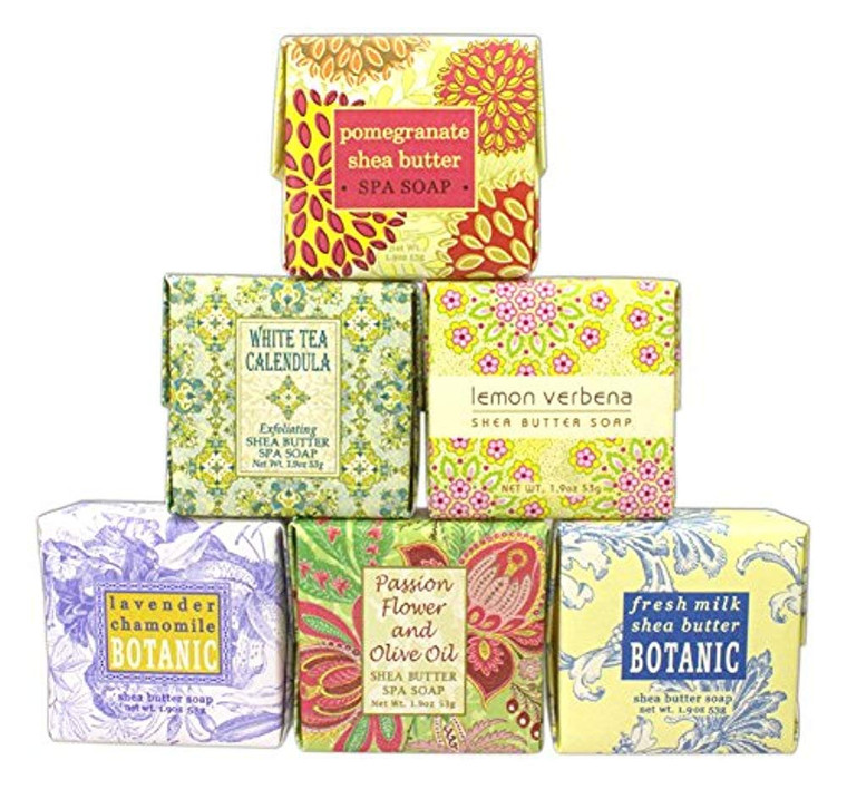 Bundle of 6 Greenwich Bay Trading Co. Soaps - 1.9oz Soaps in The Following Scents: Fresh Milk, Lemon Verbena, White Tea Calendula, Lavender Chamomile