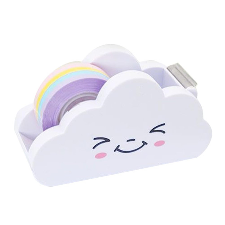 Gadpiparty Cloud-Shaped Washi Tape Dispenser with Rainbow Tape Set - Cute Desktop Cutter for Office, School & Crafting - Fun Stationery Organizer for