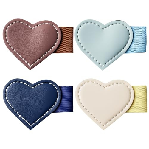 Pretwad Heart Pen Loop Holder Set - 4 PCS Colorful Adhesive Elastic Pen Holders for Notebooks, Tablets, Bibles & Planners, Cute Notebook Pencil Pen L