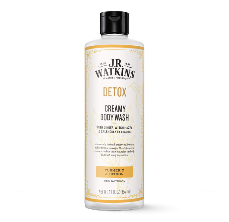 J.R. Watkins Detox Creamy Moisturizing Body Wash with Detoxifying Natural Extracts, Natural Turmeric & Citron, 12 oz
