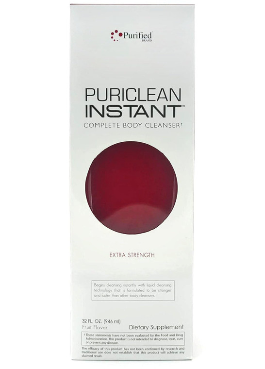 Wellgenix Puriclean Instant Complete Body Cleanser, 32 Fl Oz Fruit Punch, Premium Maximum Strength Herbal Cleanse Detox Drink, One Hour Detox Support