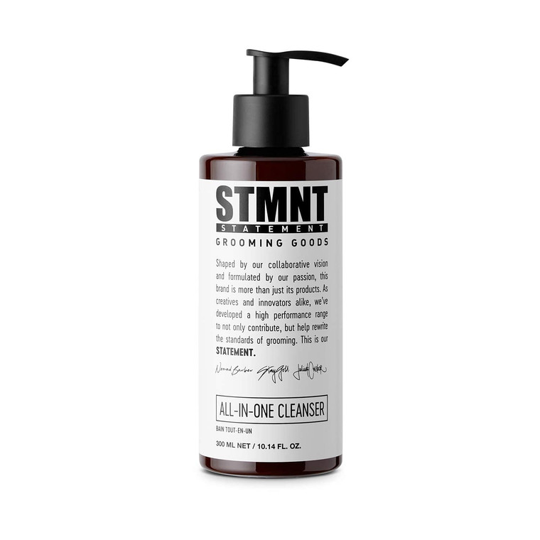 STMNT Grooming Goods All-In-One Daily Cleanser, 10.1 oz | SLS/SLES Sulfates Free | Extra Caring Formula w/ Activated Charcoal & Menthol