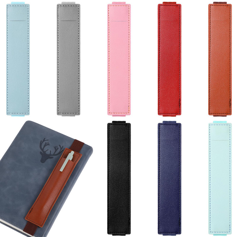 KFHENSOMR Elastic Notebook 8Pcs Adjustable Straps PU Leather Pens Sleeve Pen Loop Band for Book Binder Office Supplies Planner Multiple Colors