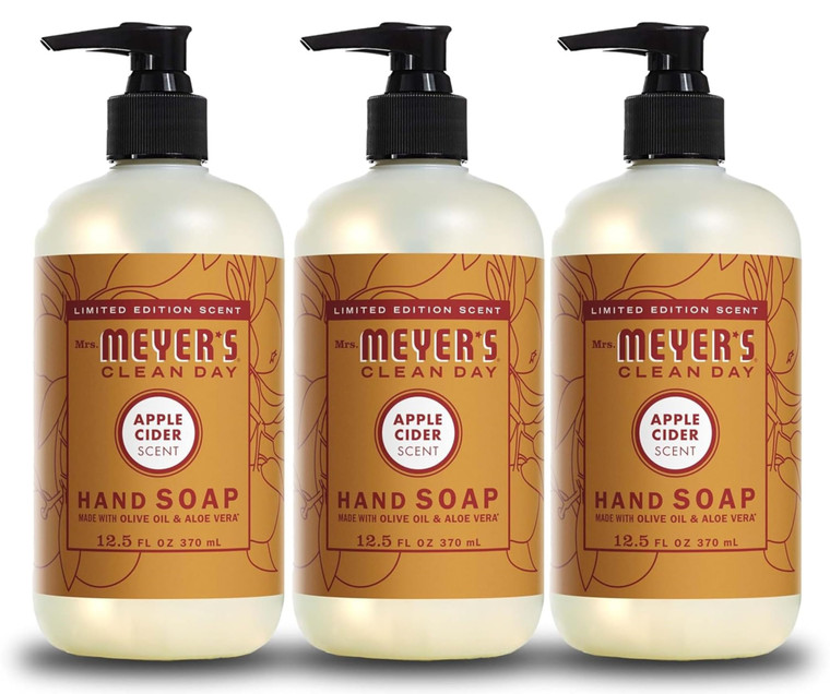 MRS. MEYER'S CLEAN DAY Hand Soap, Apple Cider, Made with Essential Oils, 12.5 oz - Pack of 3