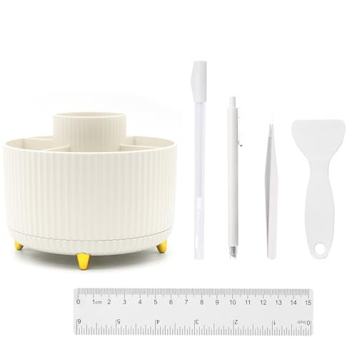 sportsvoutdoors Pencil Pen Holder for Desk,Scrapbook Supplies,Purple Office Desk Accessories with Ruler, Glue Tweezers, Shovel, Cutting Pen, Used for