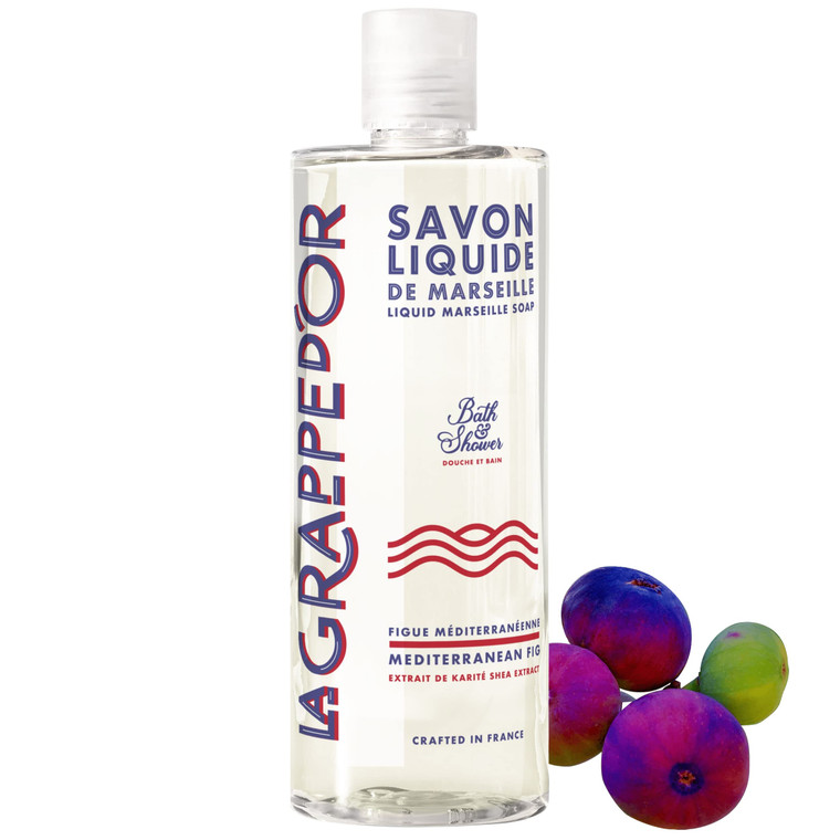 La Grappe d'Or Mediterranean Fig Marseille Soap Body Wash Enriched with Moisturizing Shea & Essential Oil | Made in France from Organic Olive & Cocon