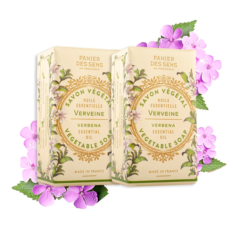 Panier des Sens - Verbena Bar Soap - Moisturizing Gentle Scented Soap Bar - Natural Soap with Sweet Almond - 97% Natural Ingredients Made in France -