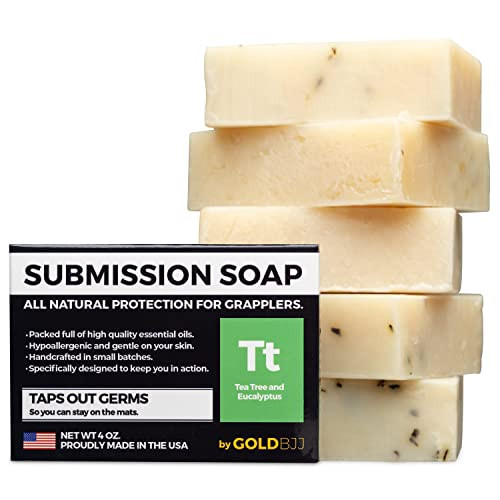 Premium Tea Tree Oil Soap - USA Made Bar Soap for BJJ, Jiu Jitsu, Wrestling, and Grappling (5-Pack of 4 Ounce Soap Bars, Classic Tea Tree)