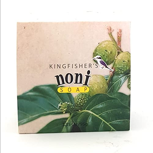 Kingfisher's Noni Premium Soap, 100% Natural Soap for Sensitive Skin, Handmade with Noni Oil, Extract & Leaf Powder for Gentle Cleansing and Moisturi