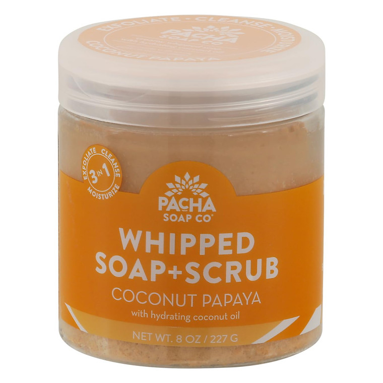 Pacha Soap Coconut Papaya Whipped Soap Scrub, 8 Oz