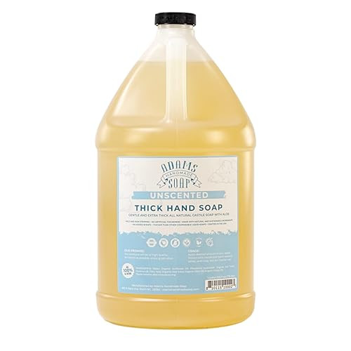 Adams Handmade Soap Thick Organic Castile Liquid Hand Soap 1 Gallon Refill- Unscented